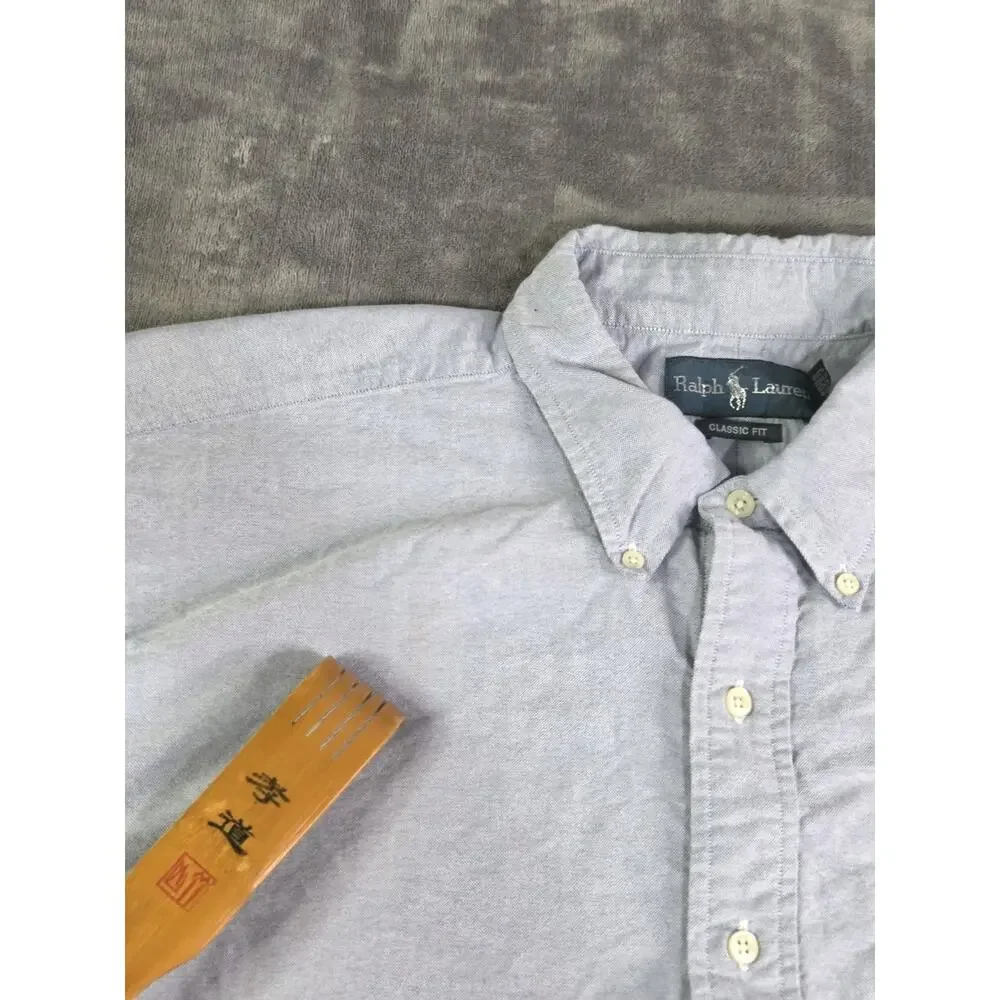 Polo Ralph Lauren Oxford Shirt Mens 2XB Big Blue Classic Fit Long Sleeve C38-48